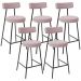 Kit 05 Banquetas Baixa Para Cozinha Sala De Jantar Bar Bancada Milão L02 Bouclê Rosê - Lyam Decor