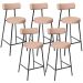 Kit 05 Banquetas Baixa Para Cozinha Sala De Jantar Bar Bancada Milão L02 Linho Rosê - Lyam Decor