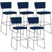 Kit 05 Banquetas Para Cozinha Sala De Jantar Base Em Aço Allana L02 Suede Azul Marinho - Lyam Decor