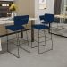 Kit 05 Banquetas Para Cozinha Sala De Jantar Base Em Aço Allana L02 Suede Azul Marinho - Lyam Decor