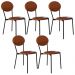 Kit 05 Cadeiras Estofada Para Sala de Jantar Azuri Preto C01 Courino Caramelo - Lyam Decor