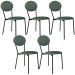 Kit 05 Cadeiras Estofada Para Sala de Jantar Azuri Preto C01 Courino Verde Sálvia - Lyam Decor