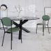 Kit 05 Cadeiras Estofada Para Sala de Jantar Azuri Preto C01 Courino Verde Sálvia - Lyam Decor