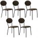 Kit 05 Cadeiras Estofada Para Sala de Jantar Azuri Preto C01 Veludo Marrom Sand - Lyam Decor