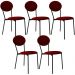 Kit 05 Cadeiras Estofada Para Sala de Jantar Azuri Preto C01 Veludo Vermelho Vinho - Lyam Decor