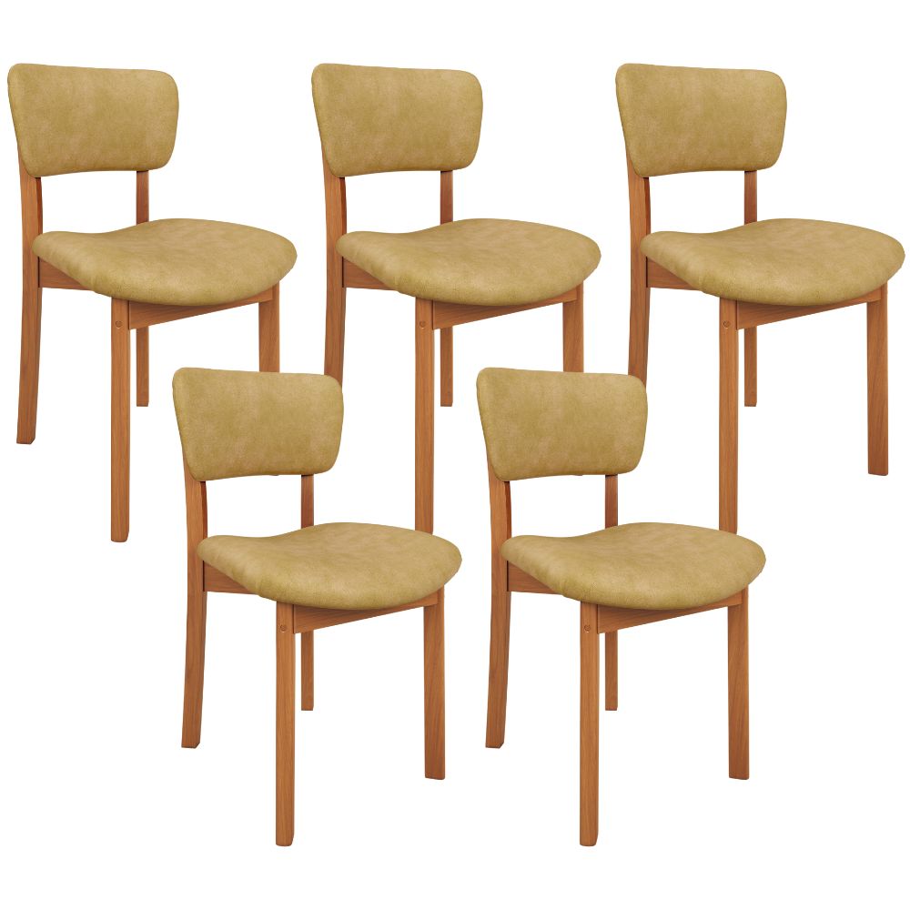 Kit 05 Cadeiras Para Sala de Jantar Cozinha Living Estofada Dara L02 Couríssimo Fendi - Lyam Decor