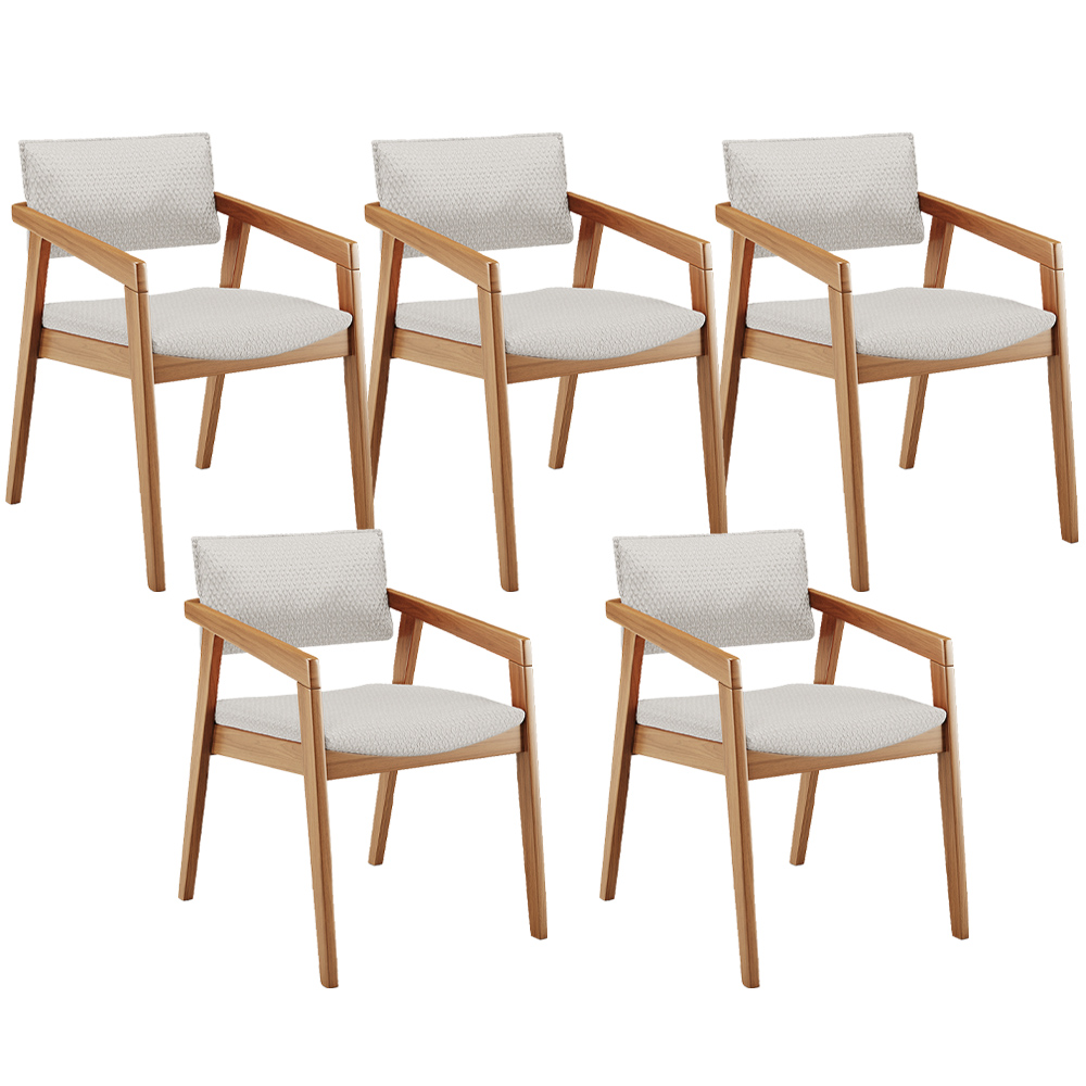 Kit 05 Cadeiras Para Sala de Jantar Estar Living Giorgia L02 Bouclê Cru - Lyam Decor
