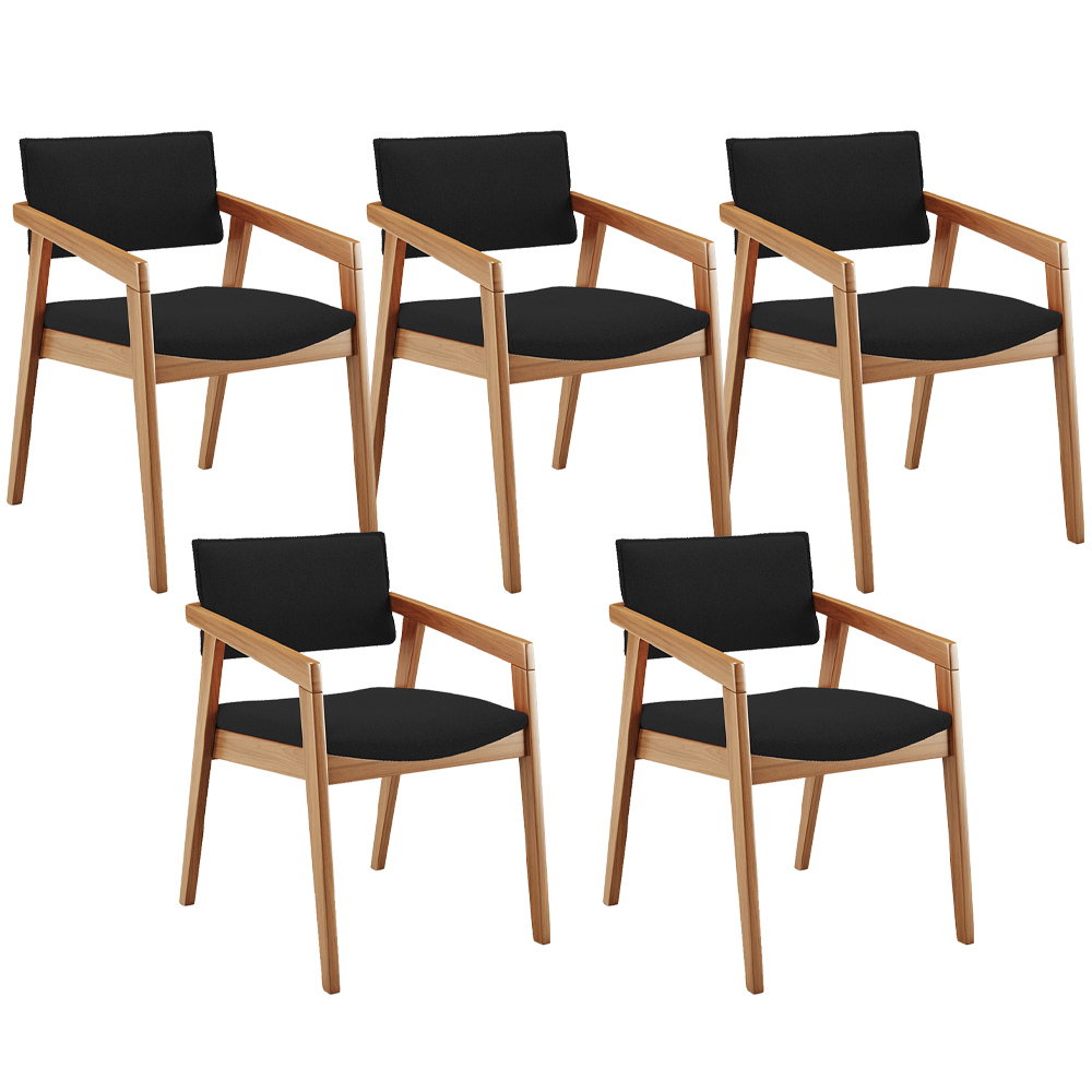 Kit 05 Cadeiras Para Sala de Jantar Estar Living Giorgia L02 Bouclê Preto - Lyam Decor