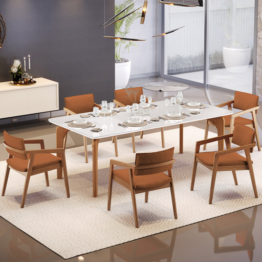 Kit 05 Cadeiras Para Sala de Jantar Estar Living Giorgia L02 Bouclê Terracota - Lyam Decor