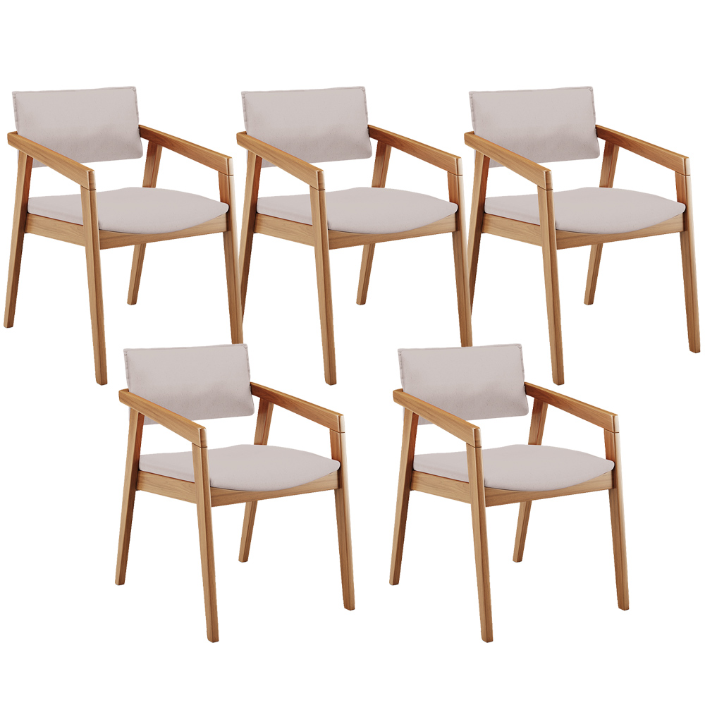 Kit 05 Cadeiras Para Sala de Jantar Estar Living Giorgia L02 Linho Bege - Lyam Decor