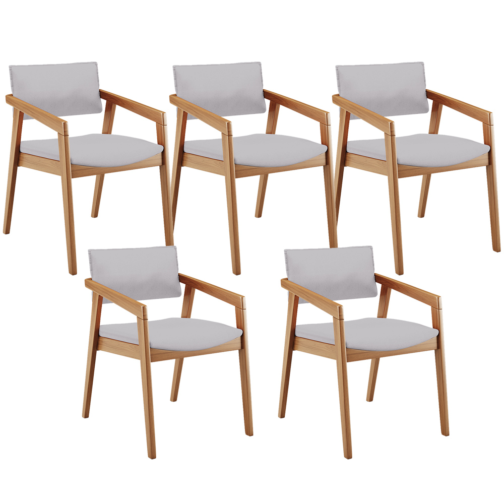 Kit 05 Cadeiras Para Sala de Jantar Estar Living Giorgia L02 Linho Cinza - Lyam Decor
