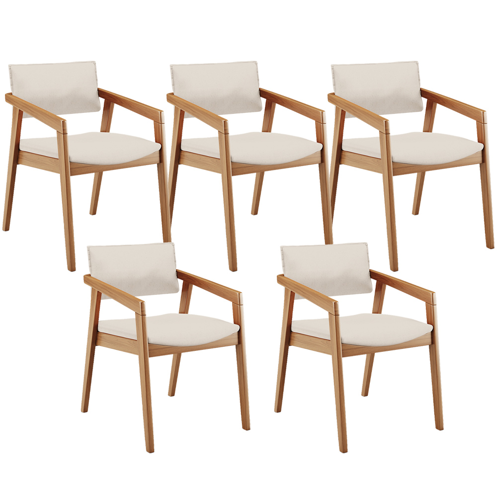 Kit 05 Cadeiras Para Sala de Jantar Estar Living Giorgia L02 Linho Cru - Lyam Decor
