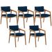 Kit 05 Cadeiras Para Sala de Jantar Estar Living Giorgia L02 Suede Azul Marinho - Lyam Decor