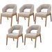 Kit 05 Cadeiras de Jantar e Estar Living Estofada Lince L02 Bouclê Bege - Lyam Decor