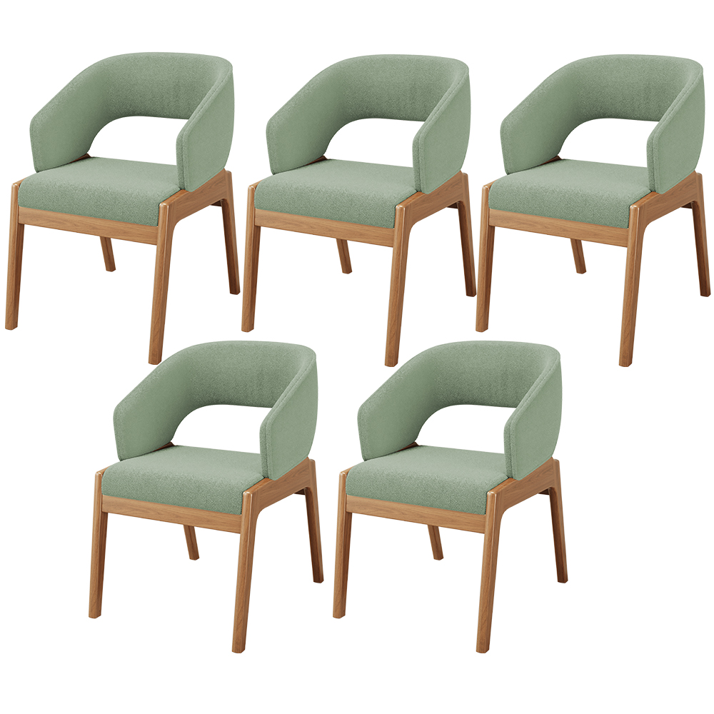 Kit 05 Cadeiras de Jantar e Estar Living Estofada Lince L02 Bouclê Oliva - Lyam Decor