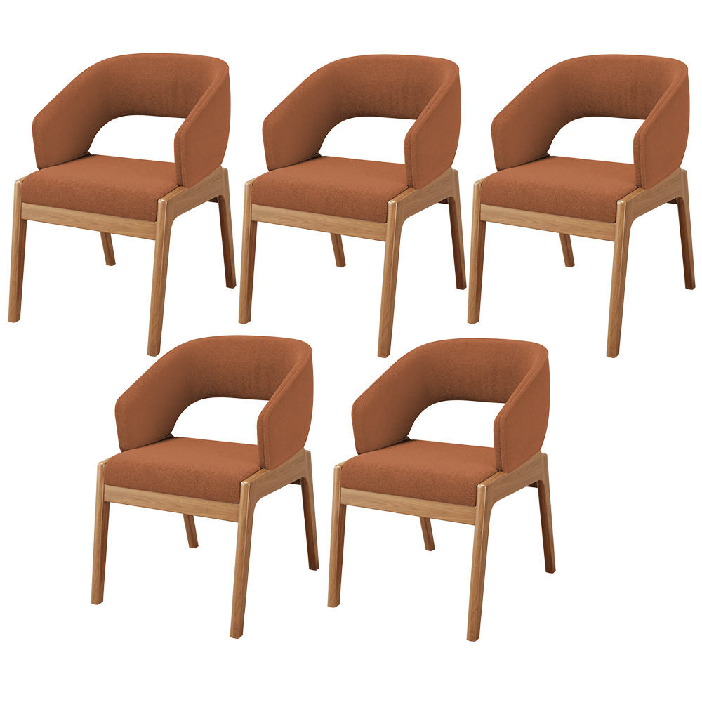 Kit 05 Cadeiras de Jantar e Estar Living Estofada Lince L02 Bouclê Terracota - Lyam Decor