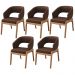 Kit 05 Cadeiras de Jantar e Estar Living Estofada Lince L02 Couríssimo Marrom - Lyam Decor