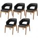 Kit 05 Cadeiras de Jantar e Estar Living Estofada Lince L02 Couríssimo Preto - Lyam Decor
