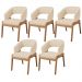 Kit 05 Cadeiras de Jantar e Estar Living Estofada Lince L02 Linho Bege Escuro - Lyam Decor