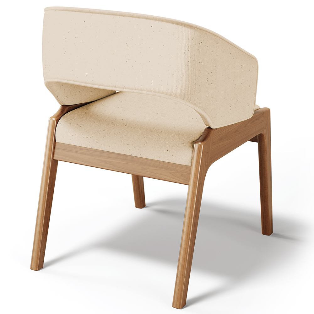 Kit 05 Cadeiras de Jantar e Estar Living Estofada Lince L02 Linho Bege Escuro - Lyam Decor