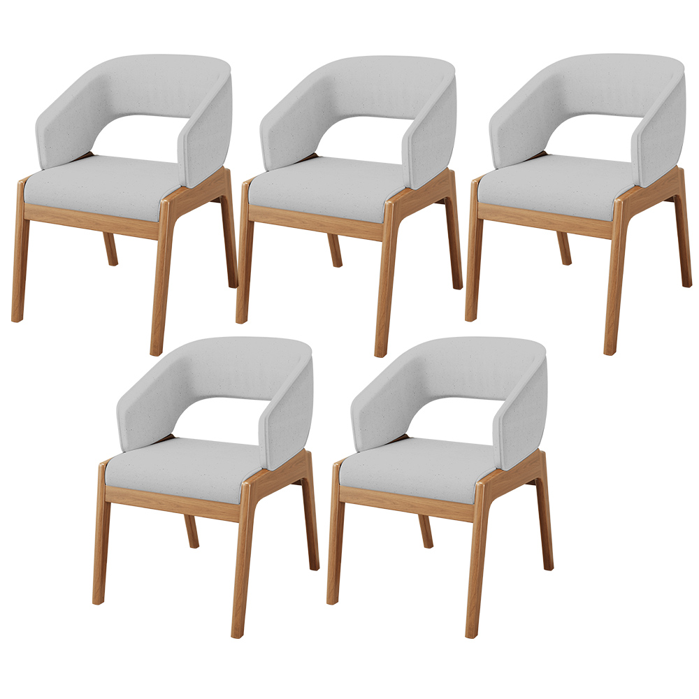 Kit 05 Cadeiras de Jantar e Estar Living Estofada Lince L02 Linho Cinza - Lyam Decor