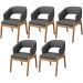 Kit 05 Cadeiras de Jantar e Estar Living Estofada Lince L02 Linho Cinza Escuro - Lyam Decor