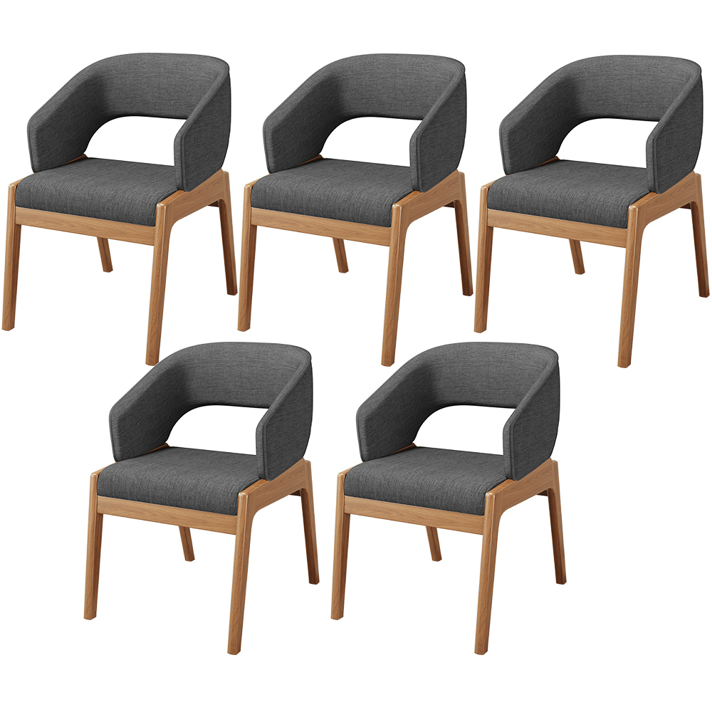 Kit 05 Cadeiras de Jantar e Estar Living Estofada Lince L02 Linho Cinza Escuro - Lyam Decor