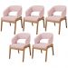 Kit 05 Cadeiras de Jantar e Estar Living Estofada Lince L02 Linho Rosê - Lyam Decor