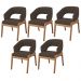 Kit 05 Cadeiras de Jantar e Estar Living Estofada Lince L02 Suede Marrom - Lyam Decor