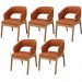 Kit 05 Cadeiras de Jantar e Estar Living Estofada Lince L02 Tecido Terracota - Lyam Decor