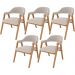 Kit 05 Cadeiras de Jantar e Estar Living Estofada Nadja L02 Bouclê Bege - Lyam Decor