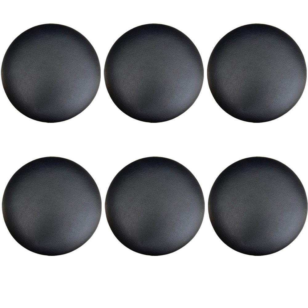 Kit 06 Assentos Redondo Banqueta Cadeira Estofados Poltronas H02 Corino Preto 39 cm - Lyam Decor