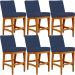Kit 06 Banqueta Baixa Cozinha Bancada Bar Sala Jantar Fixa Mila L02 Suede Azul Marinho - Lyam Decor