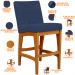 Kit 06 Banqueta Baixa Cozinha Bancada Bar Sala Jantar Fixa Mila L02 Suede Azul Marinho - Lyam Decor