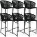 Kit 06 Banqueta Para Área Gourmet Cozinha Varanda Corda Náutica Porto D04 Preto - Lyam Decor