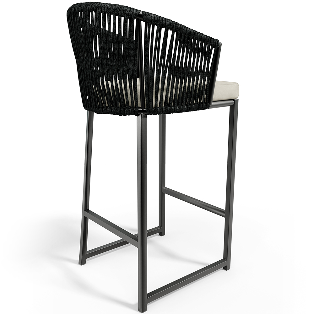 Kit 06 Banqueta Para Área Gourmet Cozinha Varanda Corda Náutica Sunset D04 Preto - Lyam Decor