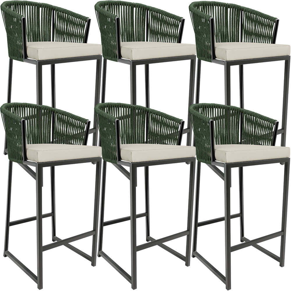 Kit 06 Banqueta Para Área Gourmet Cozinha Varanda Corda Náutica Sunset D04 Verde - Lyam Decor