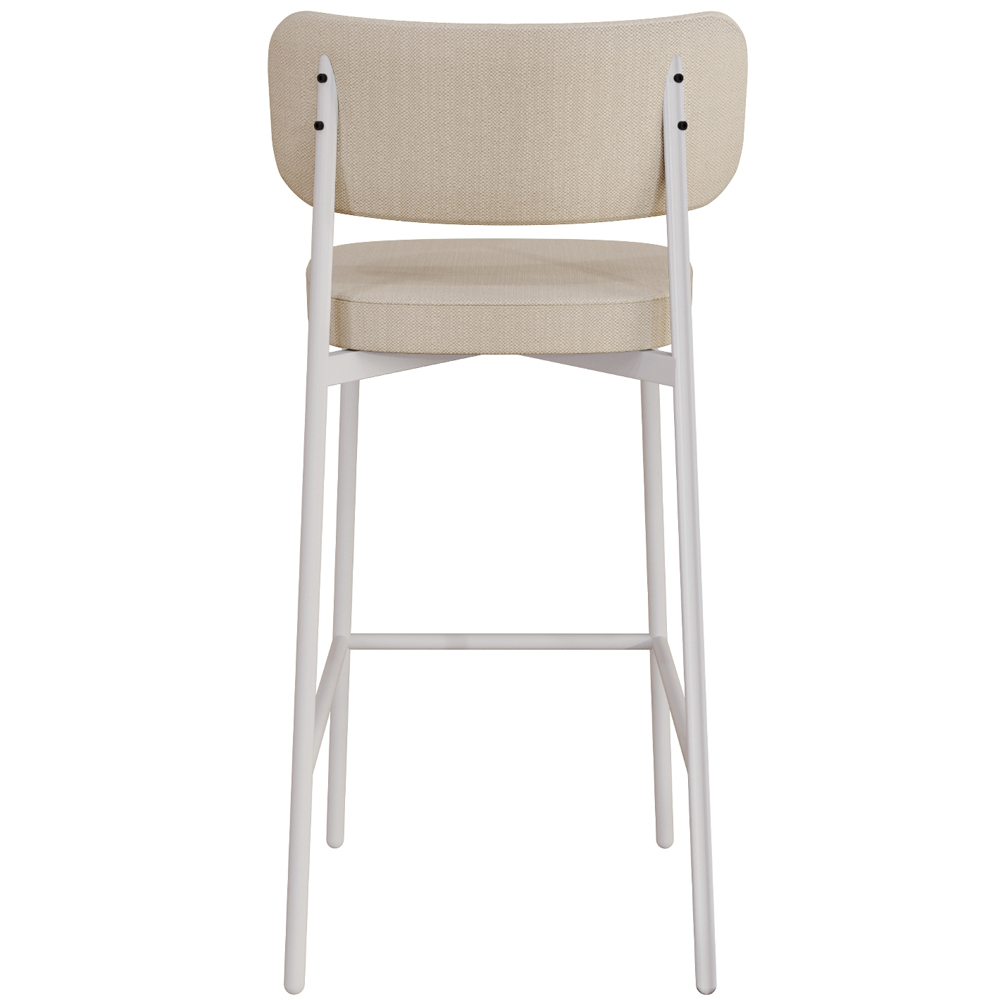 Kit 06 Banquetas Alta Bar Cozinha Sala De Jantar Aço Branco Kaira C01 Linho Areia - Lyam Decor