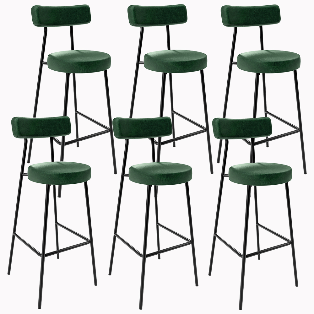 Kit 06 Banquetas Alta Bar Cozinha Sala De Jantar Em Aço Milão F01 Facto Verde Musgo - Lyam Decor