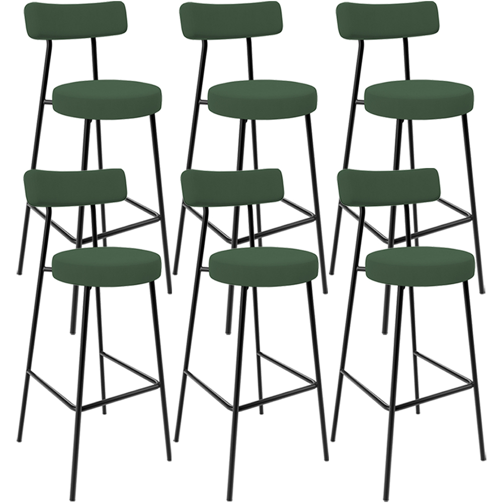 Kit 06 Banquetas Alta Bar Cozinha Sala De Jantar Em Aço Milão F01 Suede Verde Musgo - Lyam Decor