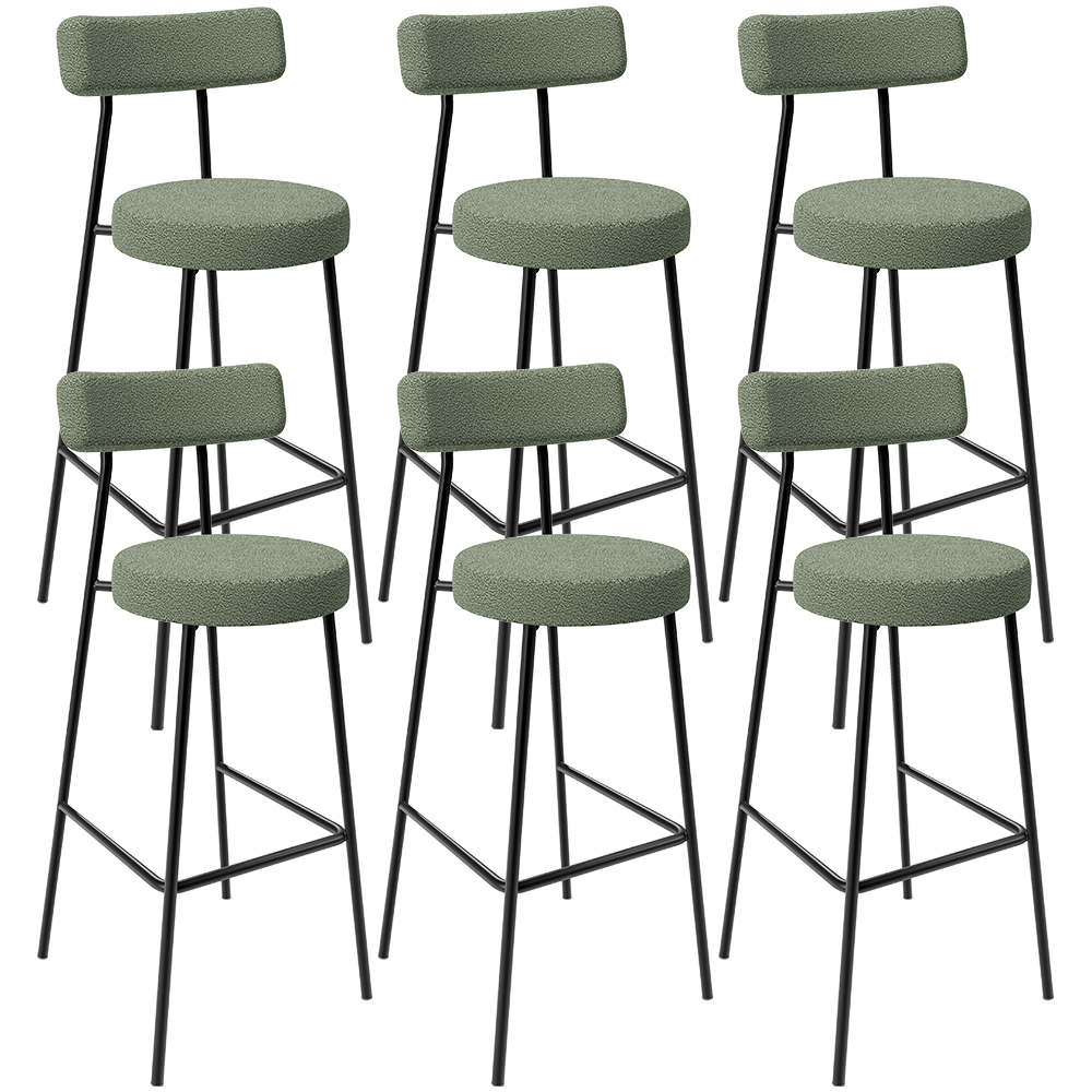 Kit 06 Banquetas Alta Bar Cozinha Sala De Jantar Estrutura Em Aço Milão L02 Bouclê Oliva - Lyam Decor
