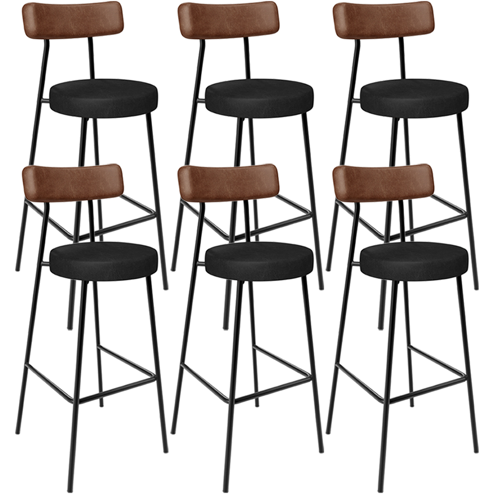 Kit 06 Banquetas Alta Bar Cozinha Sala De Jantar Milão L02 Couríssimo Marrom Preto - Lyam Decor