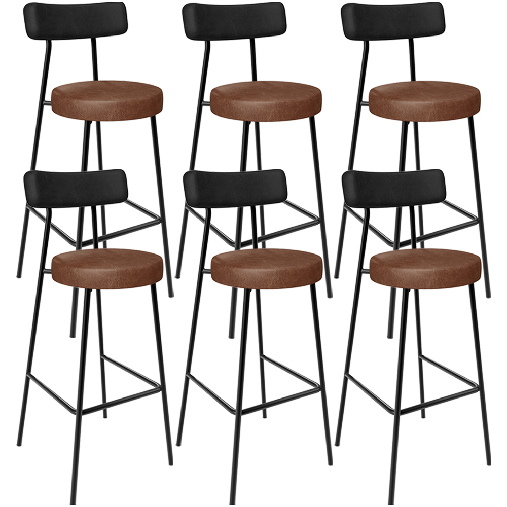Kit 06 Banquetas Alta Bar Cozinha Sala De Jantar Milão L02 Couríssimo Preto Marrom - Lyam Decor