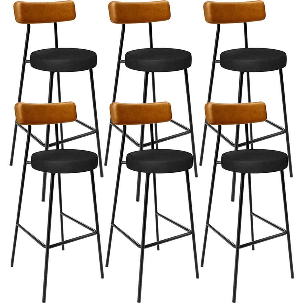 Kit 06 Banquetas Alta Bar Cozinha Sala De Jantar Milão L02 Couríssimo Whisky Preto - Lyam Decor