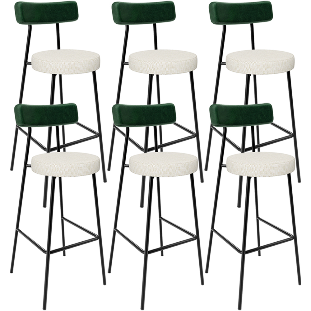 Kit 06 Banquetas Alta Bar Cozinha Sala De Jantar Milão L02 Facto Verde Linho Champagne - Lyam Decor