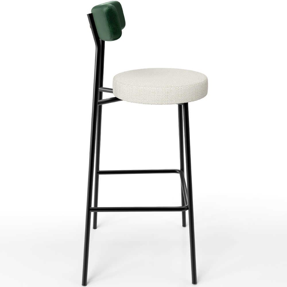 Kit 06 Banquetas Alta Bar Cozinha Sala De Jantar Milão L02 Facto Verde Linho Champagne - Lyam Decor