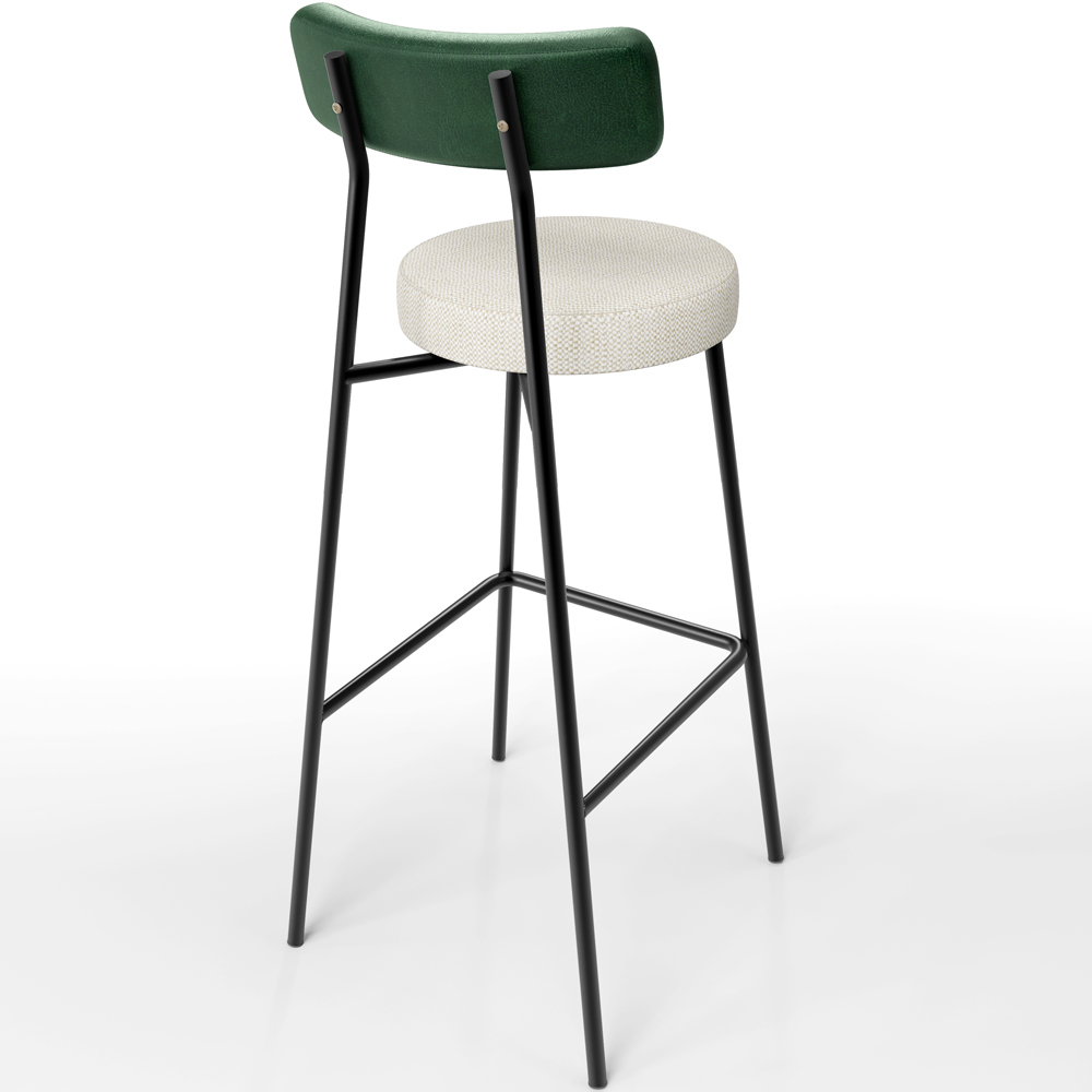 Kit 06 Banquetas Alta Bar Cozinha Sala De Jantar Milão L02 Facto Verde Linho Champagne - Lyam Decor