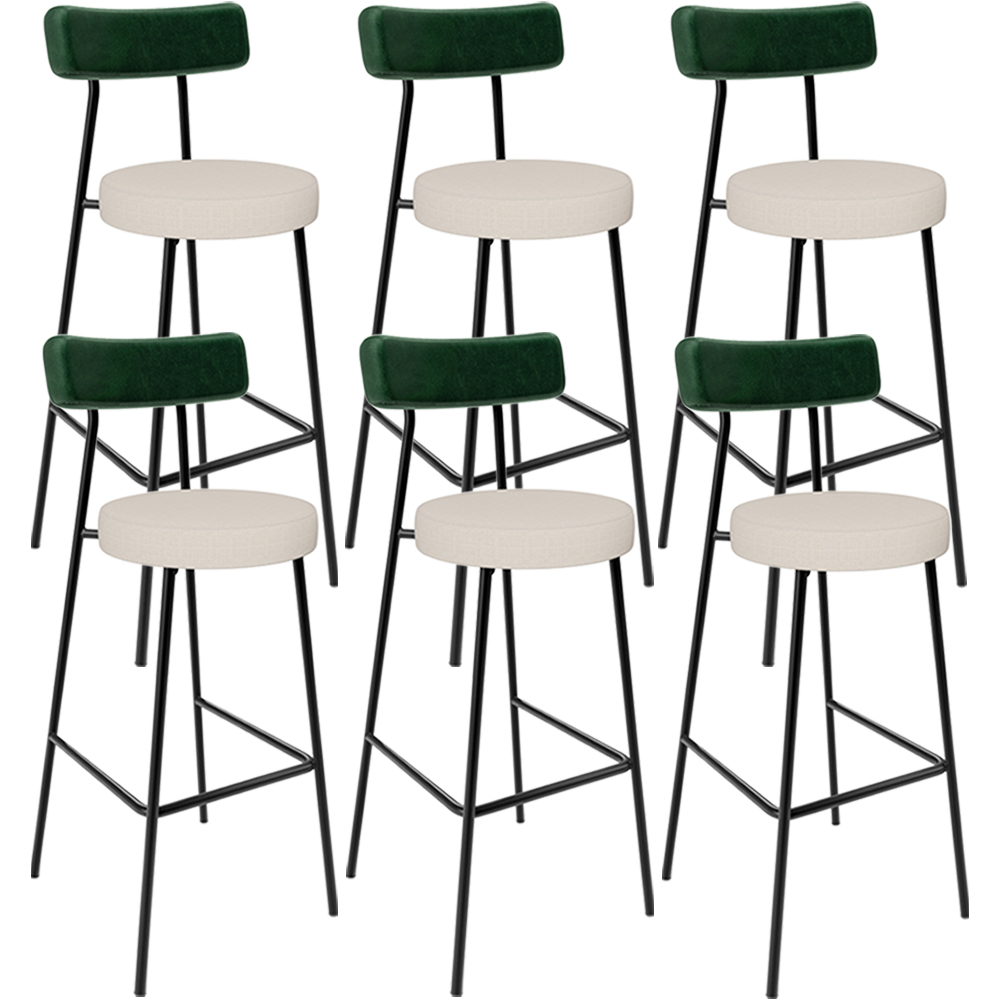 Kit 06 Banquetas Alta Bar Cozinha Sala De Jantar Milão L02 Facto Verde Musgo Linho Cru - Lyam Decor