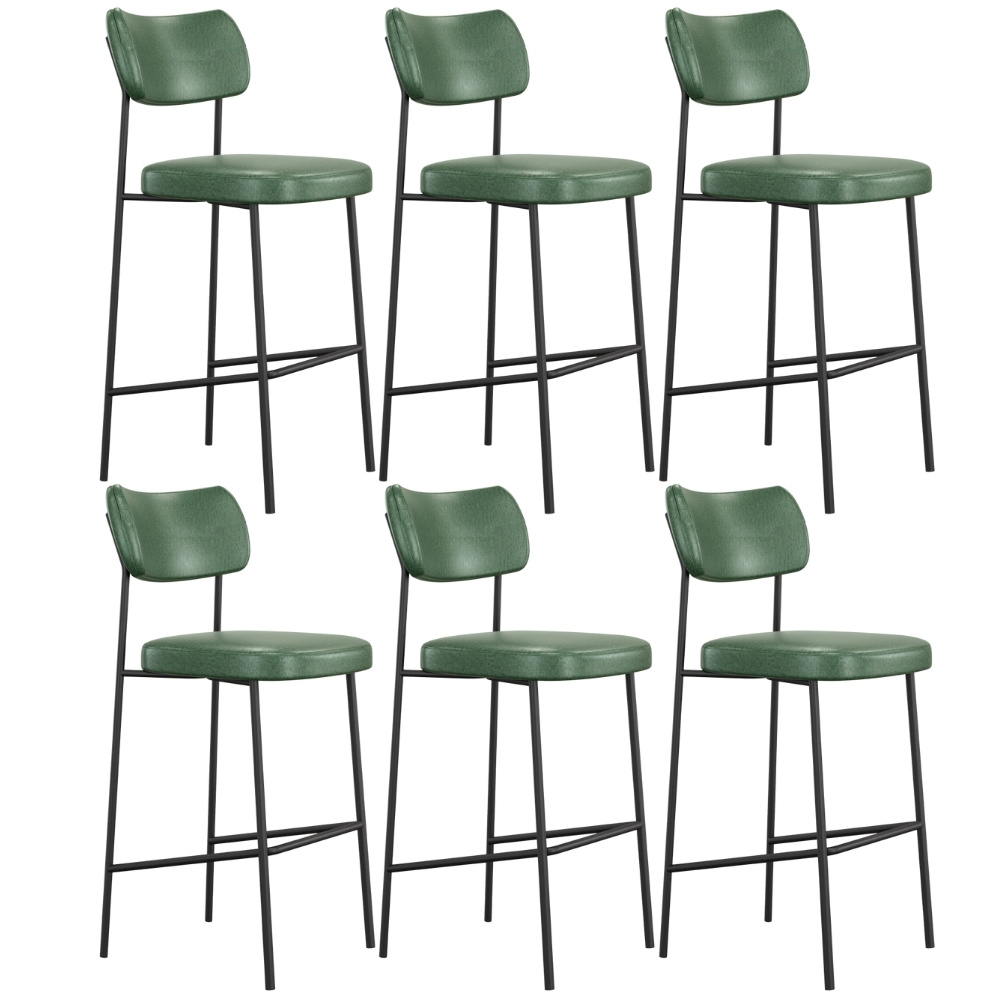 Kit 06 Banquetas Alta Bar Cozinha Sala De Jantar Preto Elira L02 Couríssimo Verde - Lyam Decor