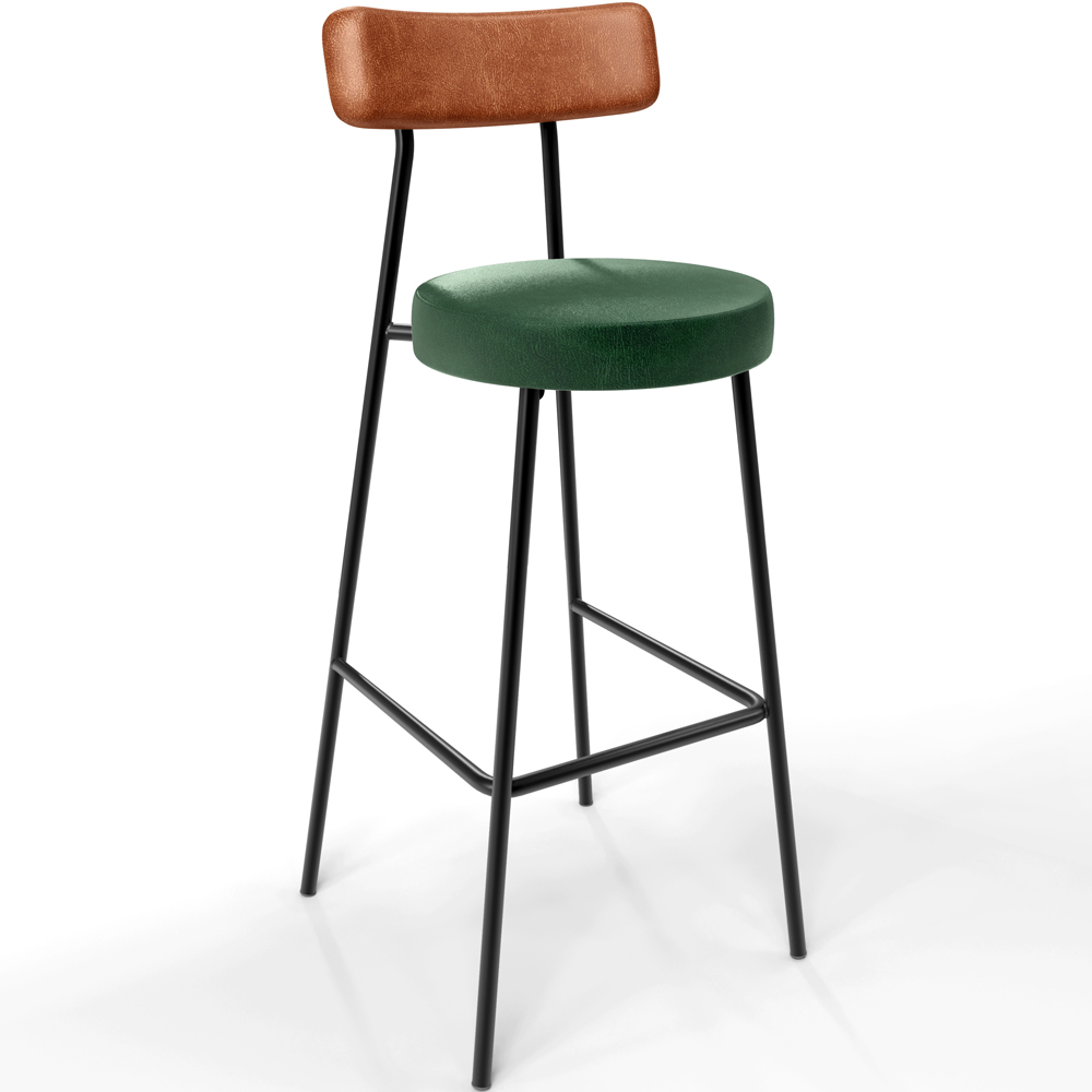 Kit 06 Banquetas Alta Bar Cozinha Sala Jantar Milão L02 Couríssimo Camel Facto Verde - Lyam Decor